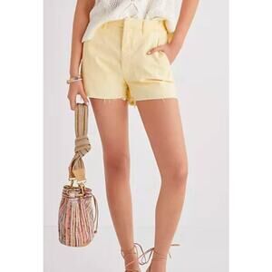 Mother Short Shorts 27 Shaker Prep Fray Killing Time Pale Yellow New NWT